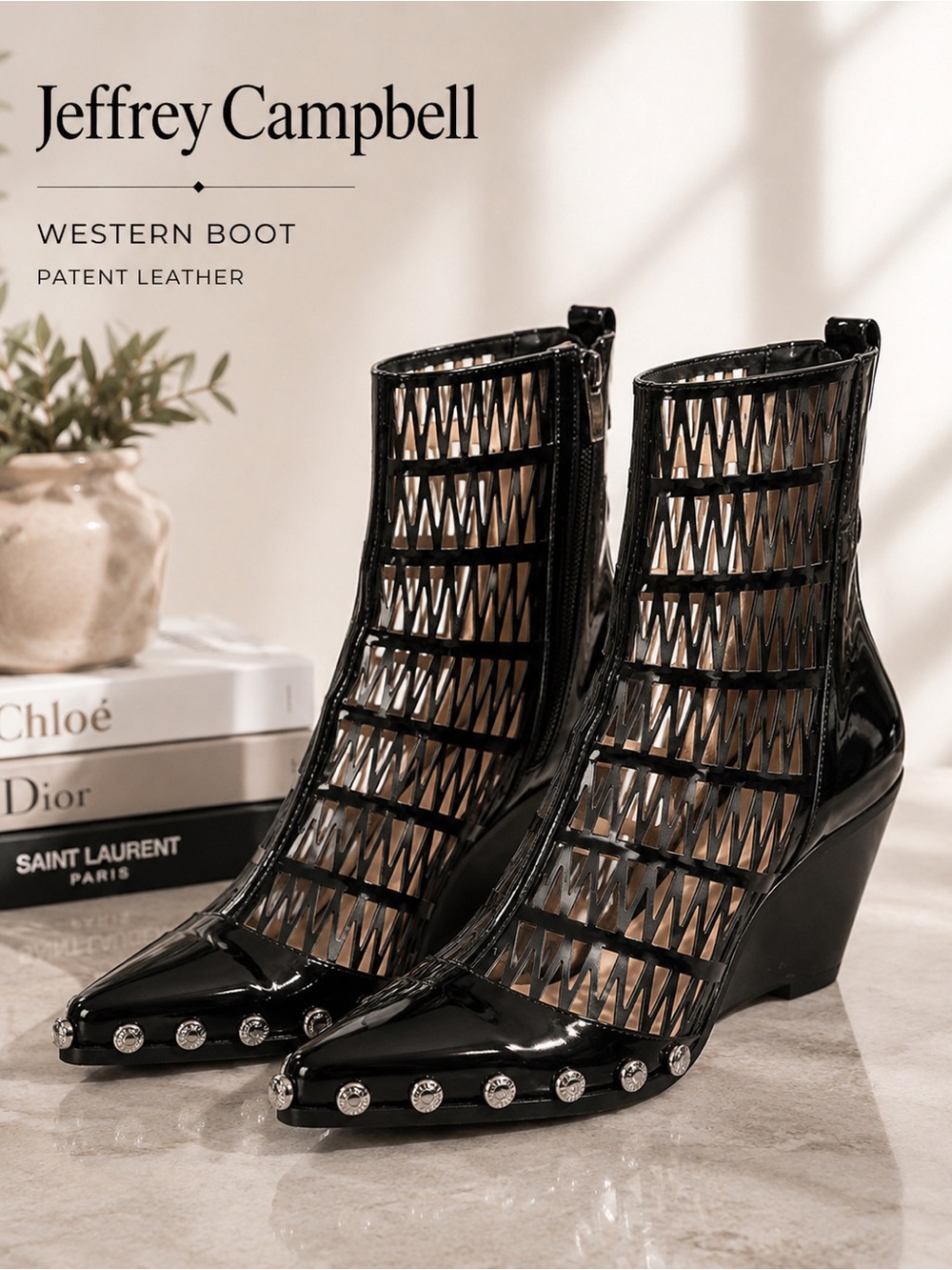 Jeffrey Campbell western boot size 6 1/2 patent leather